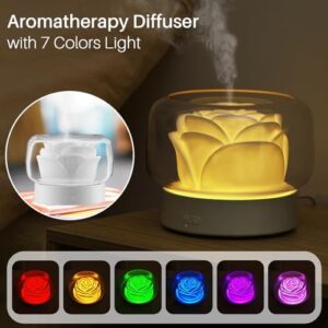Essential Oil Diffuser Humidifier 2-in-1 Cool Mist Aromatherapy Diffuser with 7 Colors Night Lights Waterless Auto-Off Humidifier for Home Bedroom Office Yoga (White) - Image 3