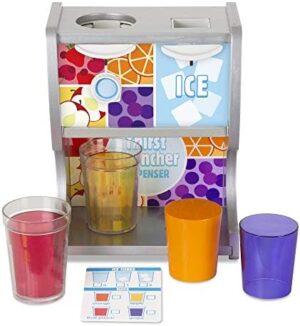 Melissa & Doug Thirst Quencher Wooden Drink Dispenser Pretend Play Set With Cups, Juice Inserts, Ice Cubes Pretend Play Soda Fountain, Food Sets For Kids Kitchen, For Kids Ages 3+ -