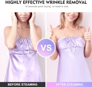 Portable Steamer for Clothes, 1200W Flat-Hanging Travel Steamer, 3 Levels for Powerful Handheld Clothes Steam, 15s Fast Heating for Travel Home Office and Dorm, 100ml(Purple) - Image 4