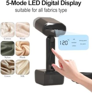 2-in-1 Steam Iron & Garment Steamer, Foldable & Removable Clothes Iron Steamer Handheld with 330mL Tank, 5-Mode LED Display Dry & Steam Ironing, Professional Wrinkle Remover for All Fabrics - Image 2