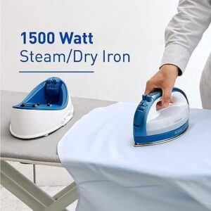 Panasonic Cordless Iron, Portable 360-Degree Freestyle Dry/Steam Iron with Precision Tips and Stainless Steel Soleplate, Anti-Calc and Anti-Drip, Power Base and Carrying/Storage - NI-QL1000A (Blue) - Image 2