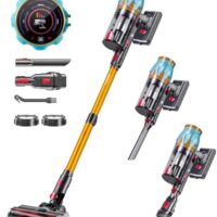 Cordless Vacuum Cleaner, 45Kpa/550W Stick Vacuum with Touch Screen, Max 65Mins Vacuum Cleaners for Home, Upgraded Green Light & Anti-Tangle Wireless Vacuum for Pet Hair/Carpet/Hardwood Floor