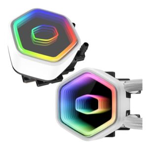 Cooler Master 360 Core II White AIO CPU Liquid Cooler, R9|U9|i9, Dual Chamber G9R Pump, Infinity Mirror aRGB, 400mm Tubing, 360mm Radiator, 120mm PWM Fan, AMD Ryzen AM5|4, Intel LGA 1851|1700 Platform - Image 13