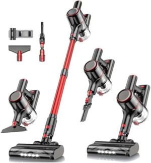 Cordless Vacuum Cleaner, 8-in-1 Vacuum Cleaners for Home, 45Mins Runtime Anti-Tangle Stick Vacuum with LED Display, 3 Modes Suction, Lightweight Vacuum for Hardwood Floor/Carpet/Pet Hair
