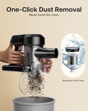 Cordless Vacuum Cleaner, 40Kpa 45Mins Vacuum Cleaners for Home, 8-in-1 Lightweight Stick Vacuum with Powerful Suction, Anti-tangle Wireless Vacuum for Carpet, Tile, Pet Hair, Hardwood Floors, Black - Image 7