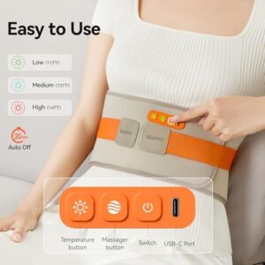 Cordless Heating Pad for Back Pain Relief: MAXwarm 3.0[2025 Upgraded], IKEEPFIT Electric Heat Pad with Massager for Period Cramps, Extra Large 65", 8000mAh Battery, Gift for Women Men (Beige) - Image 5