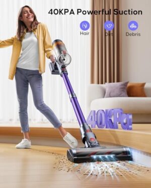 Cordless Vacuum Cleaner, 40KPA Stick Vacuum Cleaner 450W Powerful Vacuum Cleaners, Up to 55 Mins Runtime 1.5L Dust Cup Lightweight Vacuum Cleaners for Home Carpet Pet Hair Hard Floor - Image 2