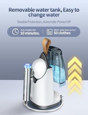 Sundu 1500W Steamer for Clothes, 2-in-1 Vertical & Flat Iron Clothes Steamer, 6 Professional Steam Modes, 800mL Tank, 30s Fast Heat-Up, Auto Shut-Off (10min), Portable Handle, Standing Design, White - Image 6
