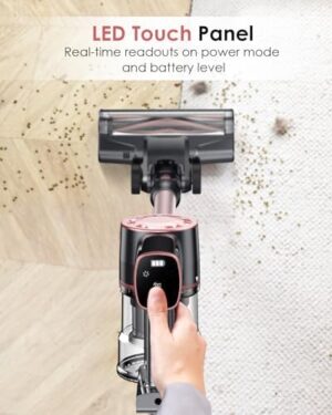 V8PRO Cordless Vacuum Cleaner for Home - 25Kpa Stick Vacuum with Self Standing Design, Max 35Min Runtime, 6 in 1 Lightweight Vacuum for Hardwood Floors and Carpet Pet Hair (Champagne) - Image 6