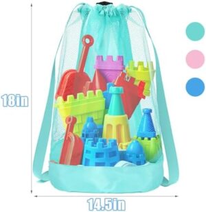 Beach Toy Bag,6pcs Mesh Travel Sand Toys Backpack for Sandbox Buckets,Beach Vacation Essentials for Kids,Shell Collecting Bag Shelling Tools,Beach Must Haves Sand Box Toys Seashell Bags - Image 3