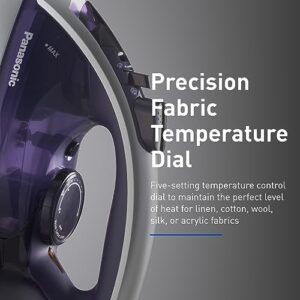 Panasonic Dry and Steam Iron with Alumite Soleplate, Fabric Temperature Dial and Safety Auto Shut Off – 1700 Watt Multi Directional Iron – NI-W950A, Purple - Image 5