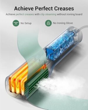 SteamPro 3-in-1 Travel Steamer for Clothes, Handheld Mini Press Iron, Pocket Flat Iron for Clothes, Portable Clip Iron Steamer, 0.85lb Light Travel Iron, 15s Fast Heat up, 10min Long Use, Green - Image 4