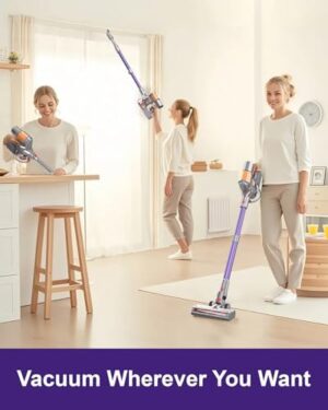 Cordless Vacuum Cleaner with 45Kpa 550W, 60 Mins Runtime Stick Vac with Anti-Tangle Design, Self-Standing, LED Screen, Lightweight Vacuum Cleaners for Home, Pet Hair, Carpet and Hardwood Floor - Image 6