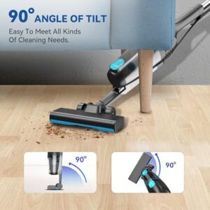 Corded Stick Vacuum Cleaner, 20000pa Powerful Suction Stick Vacuum with 16Ft Cord, 2 in 1 Lightweight Vacuum Cleaner for Hard Floor Pet Hair - Blue - Image 5