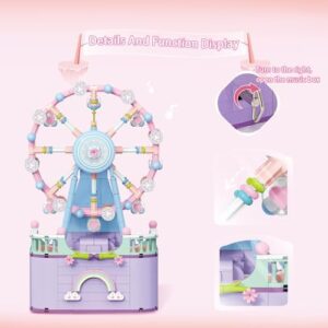 Music Box Building Toys, Rotating Ferris Wheel DIY Building Block for Girls and Boys 6-12 Years Old, 710 pcs, Christmas and Valentine Gifts for Adults and Aged 8 9 10 11 12 Kids - Image 3
