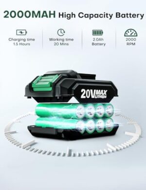 K I M O. Cordless Leaf Blower Vacuum Combo 4 IN 1, 3 Nozzles for Inflation & Compression,3 Modes & Variable Speed, 20000RPM 150MPH, 2000mAh Battery, Extended Tube, Mini Leaf Blowers for Lawn Care|Yard - Image 6