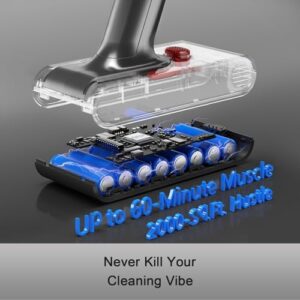 Cordless Vacuum Cleaner, 550W 48kPa 60 Mins Runtime Vacuum Cleaners for Home, Stick Vacuum with Intelligent Display, Rechargeable Battery and Anti-Tangle Brush, Perfect for Pet Hair/Carpet/Floors - Image 3