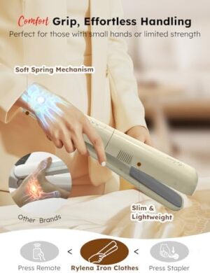 Travel Steam Iron, 180° Rotates to Clip, Hang, Flat Iron for Clothes, Curtains, 2025 LeakProof & Anti-Splash Tech, Fast De-Wrinkle, Crisp Crease, XL Tank, Easy Grip, Portable, Apt, Cruise, Dorm - Image 9