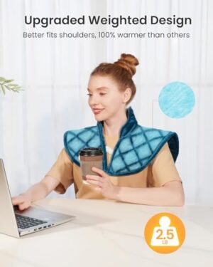 Weighted Heating Pad for Neck and Shoulders and Back, 2.5lb Electric Heat Pad for Pain Relief, Shoulder Heating Pad with 5 Heat Settings, 4 Timer Settings, Valentine's Day Gifts, UL, CE Certification - Image 2