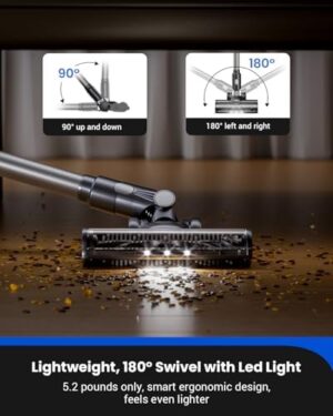 Proscenic Cordless Vacuum Cleaner, Wet Dry Vacuum and Mop Combo All in one, 45Kpa Suction Lightweight Stick Vacuum with LED Display, 50Mins Runtime Rechargeable Vacuum for Pet Hair, P11 Pro Mopping - Image 6