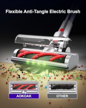 Cordless Vacuum Cleaner with 45Kpa 550W, 60 Mins Runtime Stick Vac with Anti-Tangle Design, Self-Standing, LED Screen, Lightweight Vacuum Cleaners for Home, Pet Hair, Carpet and Hardwood Floor - Image 7