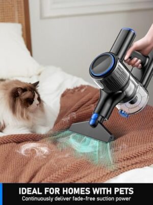 Cordless Vacuum Cleaner, 8-in-1 Vacuum Cleaners for Home, 45Mins Runtime Anti-Tangle Stick Vacuum with LED Display, 3 Modes Suction, Lightweight Vacuum for Hardwood Floor/Carpet/Pet Hair (Blue) - Image 5