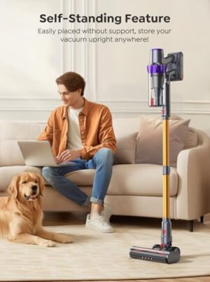 Cordless Vacuum Cleaner, Self-Standing Stick Vacuum with 450W 38Kpa Brushless Motor, Automatically Adjust Suction, Anti-Tangle Vacuum Cleaner for Home/Pet Hair/Carpet/Hard Floor - Image 3