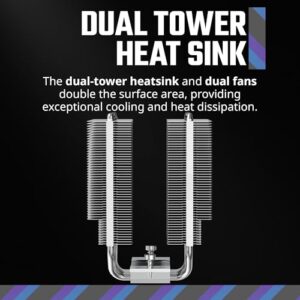 Cooler Master Hyper 620S Dual Tower CPU Air Cooler, ARGB Sync, 120mm PWM Fan, 6 Copper Direct Contact Heat Pipes, 154.9mm Tall Silver - Image 4