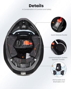 ILM Open Face Motorcycle 3/4 Half Helmet for Men and Women, Vintage Retro Helmet with Visor for Moped ATV Cruiser Scooter DOT Model Z302(Red Mecha,XX-Large) - Image 6