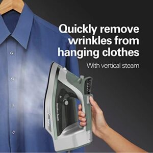 Hamilton Beach Steam Iron & Vertical Steamer for Clothes with Scratch-Resistant Durathon Soleplate, Digital Fabric Selector + 8’ Retractable Cord, 3-Way Auto Shutoff, Anti-Drip, 1800 Watts, Green - Image 7