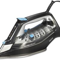 Hamilton Beach Steam Iron for Clothes & Garment Steamer with Intuitive FabricIQ Touchpad, Durable Stainless Steel Soleplate, 3-Way Auto Shutoff, 1800 Watts, 350ml Water Tank, 10' Cord, Black (14950)