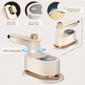 M-MAX Professional Mini Travel Iron - Quick Heating & Auto Shutoff, Compact Steam Iron with Dual Steam Modes for Clothes/Suits/Portable Steamer for Travelers/Business/Home,Beige - Image 2