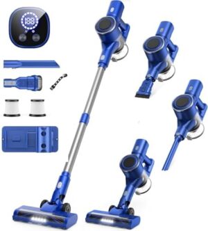 Cordless Vacuum Cleaner, 35Kpa Vacuum Cleaners for Home, Lightweight Household Stick Vacuum Cleaner, LED Display, Rechargeable, Handheld Vacuum for Pet Hair Carpet Hardwood Floor, AS2208