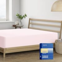 Thread Spread Luxury Egyptian Cotton King Fitted Sheet Only - 1000-Thread-Count King Size Fitted Sheet, Soft, Cooling, Sateen Weave Hotel Quality Bottom, Fits Upto 18" Deep Pocket Mattress - Blush