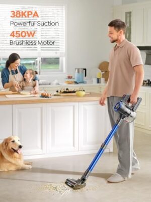 Cordless Vacuum Cleaner,450W 38Kpa 55 Mins Vacuum Cleaners for Home, Stick Vacuum Cordless with Rechargeable Wall Mount,Touch Display, Lightweight Vacuum Cleaners for Pet Hair/Carpet/Floor - Image 2