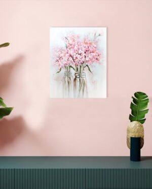 YPY Pink Flowers Canvas Wall Art: Abstract Bouquet in Vase Artwork Prints for Teen Girl Bedroom Pink Floral Picture Poster Bathroom Decor 12" x 15" - Image 5