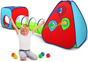 Kiddey Tunnel and Ball Pit Play Tent | 3pc Pop Up Toddler Gym Tunnels with Tents for Kids, Toddlers, Infants Boys & Girls | Indoor & Outdoor Gift Game | Baby Crawling Pits for Playground - Image 8