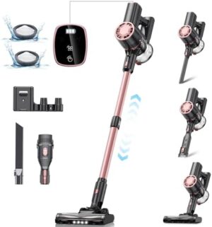 V8PRO Cordless Vacuum Cleaner for Home - 25Kpa Stick Vacuum with Self Standing Design, Max 35Min Runtime, 6 in 1 Lightweight Vacuum for Hardwood Floors and Carpet Pet Hair (Champagne)