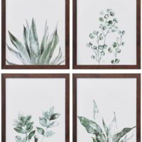 LONGKING Framed Art, Botanical Wall Art Decor, Green Plant Picture Frame Collage Set for Home, Living Room Decoration, Bathroom (4 Pack, 10x8)