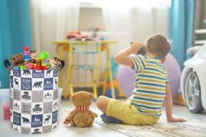 Kids Laundry Hamper, Animal Laundry Basket Collapsible Nordic Style Storage Baskets for Home Decor,Office,Toy Organizer,(Bear) - Image 3