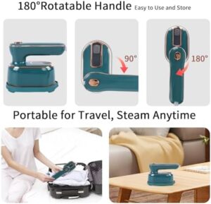 Portable Handheld Steamer Iron for Clothes – 1000W Fast Heat-up, Travel Garment Steamer & Iron 2-in-1, Compact Wrinkle Remover for All Fabrics, Mini Steamer for Home & Travel (Green) - Image 3