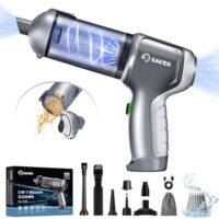 Saker Car Vacuum Cleaner Portable Cordless 14000PA,3 in 1 Handheld Car Vacuum with Brushless Motor One-Click Dust Removal for Cars,Office and Home Cleaning Dark Gray Silver