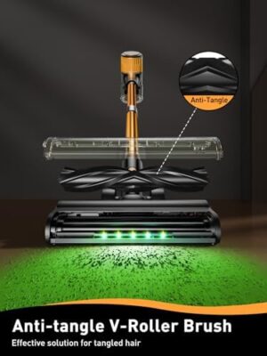 Cordless Vacuum Cleaner, 8 in 1 Powerful Suction Lightweight Vacuum Cleaner for Home, LED Display, 3 Suction Modes, 45Mins Detachable Battery Vacuum for Hard Floor Carpet Pet Hair, Golden - Image 4