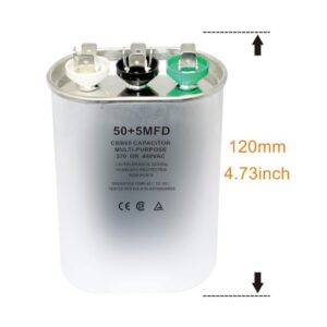 CBB65 Oval Start Capacitor with Dual Run Function, 50+5 uF ±5% 440VAC Combination Capacitor for Air Conditioner Units, Fan Motor Start, Heat Pumps, Condensers in Straight Cool Systems (50 + 5 uf, 2) - Image 3
