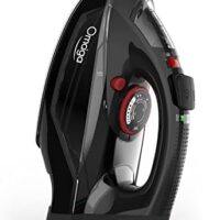 [2023 UPGRADE] OMAIGA Cordless Iron, 1500W Cordless Iron with Steam for Clothes with 11.84oz Water Tank, Anti Drip Iron Cordless with Ceramic Soleplate, Iron for Clothes with 3 Temperature Settings-BLACK