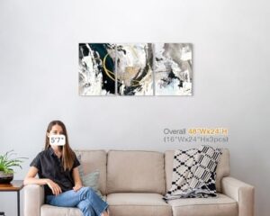 GIFTTWART Wall Art - Abstract Canvas Paintings, Black And White Graffiti Pictures for Living Room, Bedroom, Kitchen, Dining Room, Office - 48x24in - Image 6