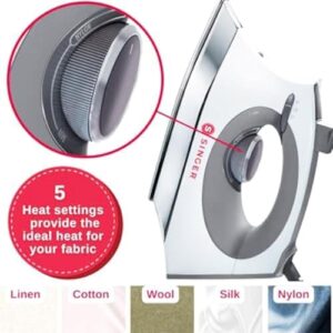 SINGER SteamCraft Steam Iron (1700W) | Steamer with Stainless Steel Plate, OnPoint Precision Tip for Hard-to-Reach Areas, Vertical Steam, Auto Shutoff & 300ml Tank Capacity – White - Image 5
