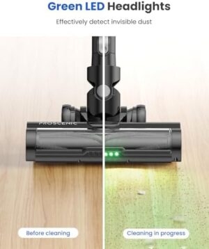 Proscenic Cordless Vacuum Cleaner, 45Kpa 50 Mins Runtime Lightweight Powerful Home Stick Vacuum Cleans with Green Light, Anti-Tangle Brush, LED Display for Floor, Pet Hair, Carpet, P13 - Image 4