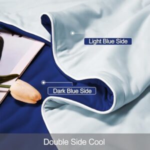 Cooling Blankets for Hot Sleepers - Cool Like Ice Cream Lightweight Blanket for Summer with Double Side Cold, Cooling Comforter, Quilt, Fabric for Bed (King Size 90" x 108" Dark Blue/Blue) - Image 2