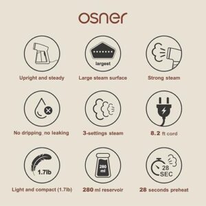 Osner Handheld Garment Steamer for clothes, 1450W Quick Heat Auto-trigger, Compact Travel Steamer, Clothes Steamer, Fabric Wrinkle Remover with Lint Brush Steam Nozzle (Black) - Image 4